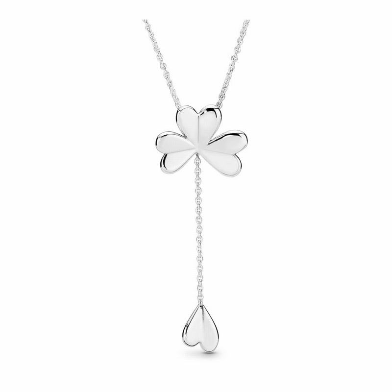 Pandora Lucky Four-leaf Clover Necklace Ireland - Sterling Silver/Silicone - 365974BQP